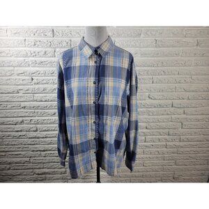 Alfred Dunner Women Top 20W Plus Long Sleeve Blue Plaid Casual PLA57XE